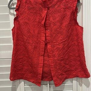 Adiva Red Eyelet Tank Top